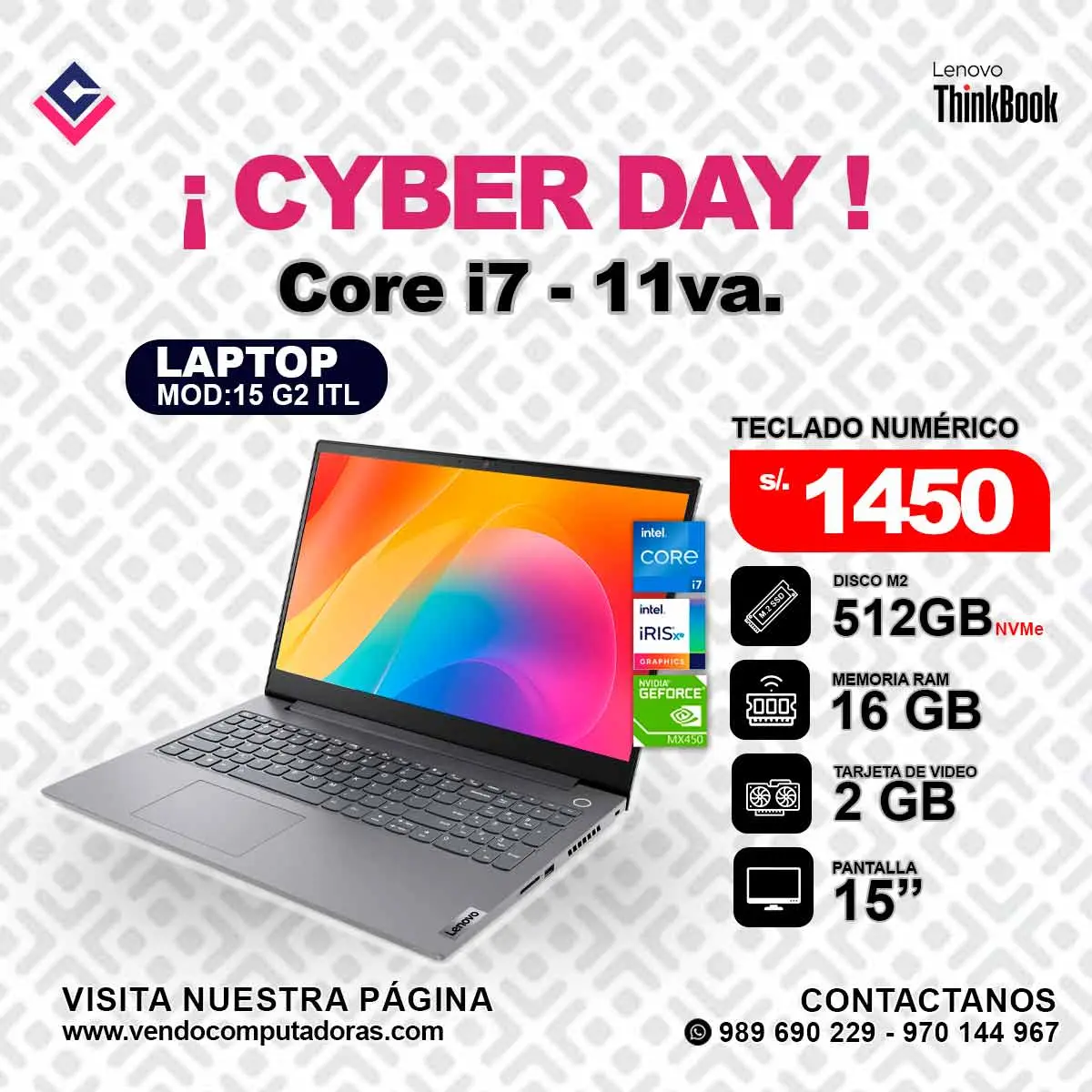 Laptop Lenovo THINKBOOK 15 G2 ITL - Intel Core i7 - 11va.