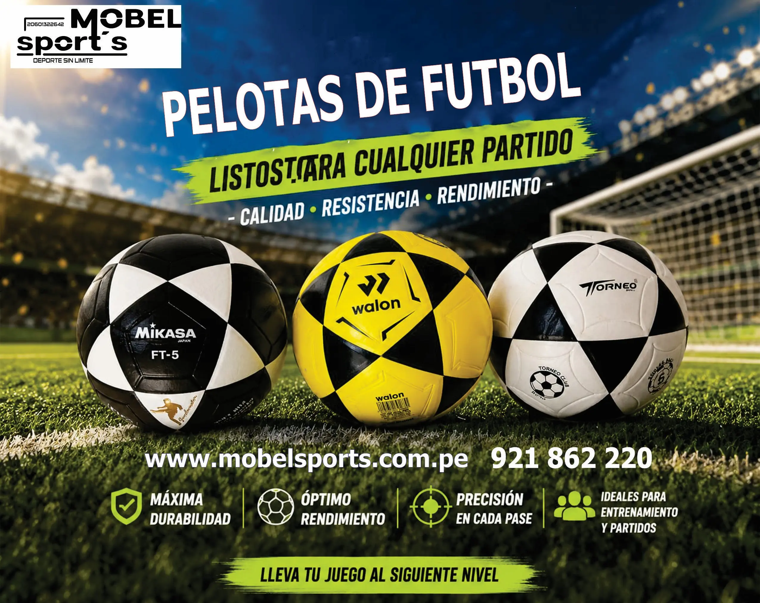 PELOTAS DE FUTBOL WALON MIKASA TORNEO MOBEL SPORTS