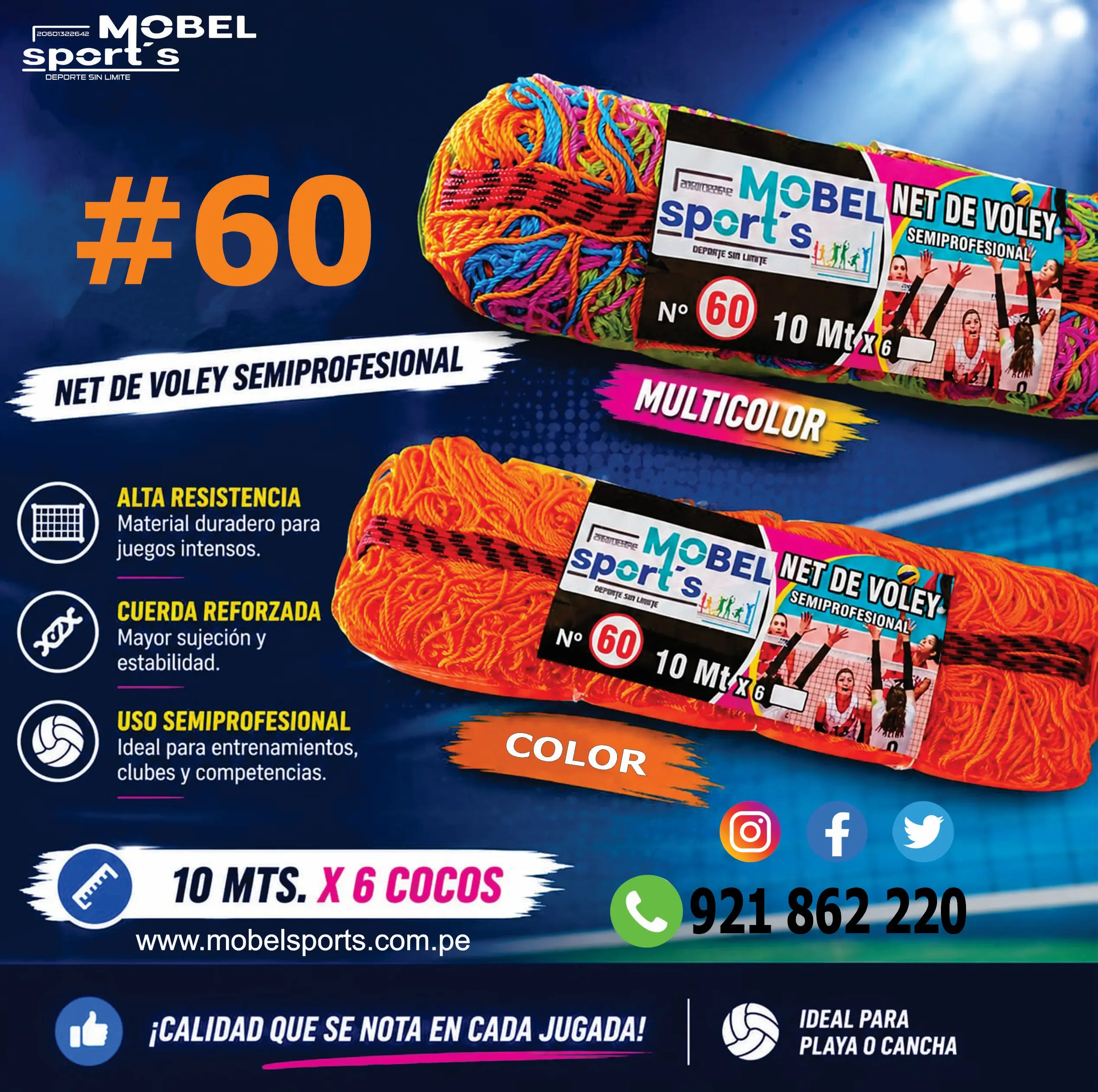 RED PARA CANCHA DE VOLEY MOBEL SPORTS 