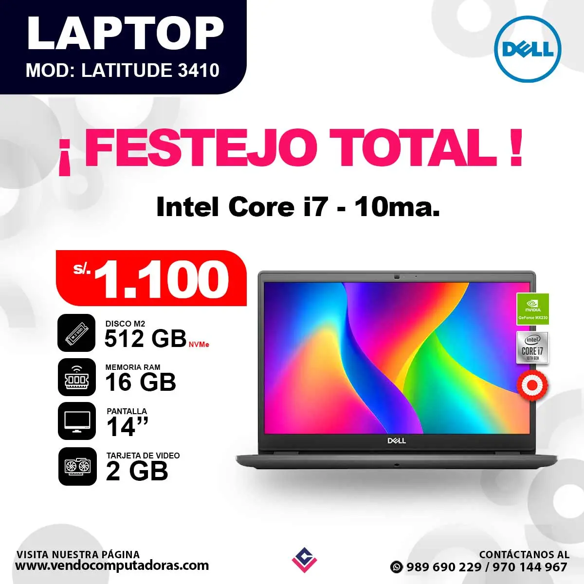 Laptop DELL Intel core i7 - 10ma Latitude 3410