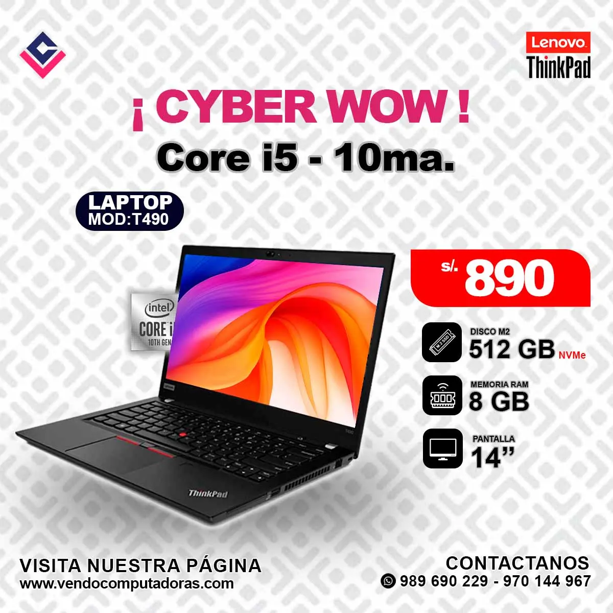 Laptop Lenovo Thinkpad Intel Core i5 - 10ma.