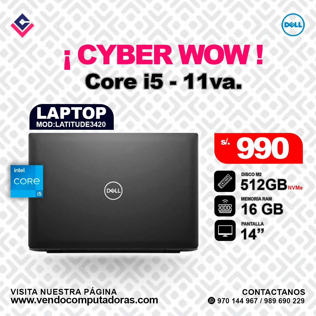 Laptop DELL Intel Copre i5 - 11va.