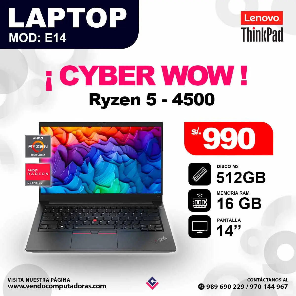 Laptop Lenovo Thinkpad Ryzen 5 4500 