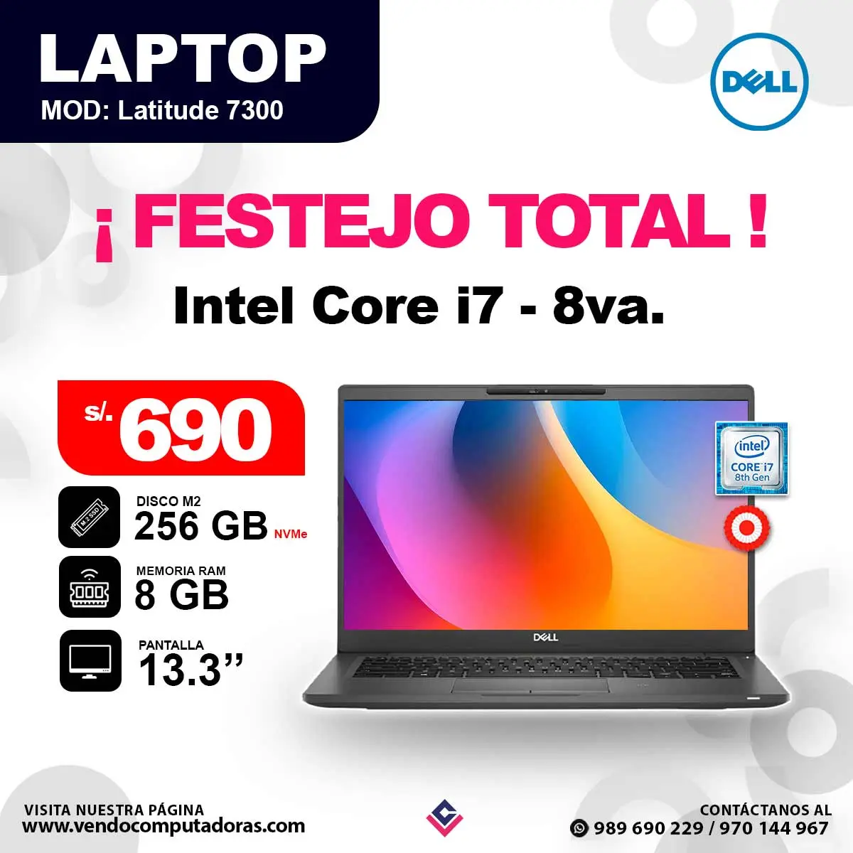 Laptop DELL Intel core i7 - 8va.