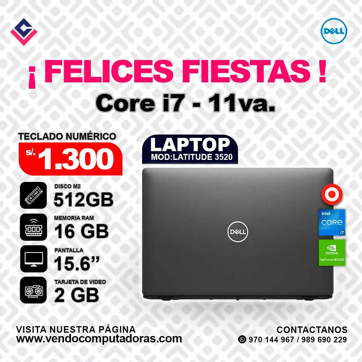 Laptop DELL Intel core i7 11va.