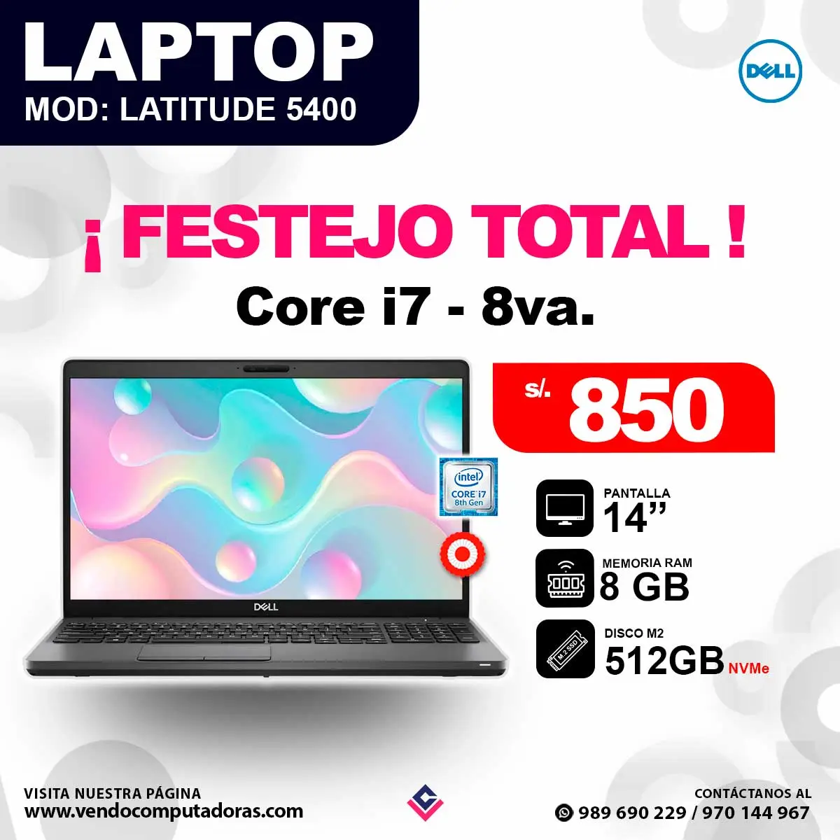 Laptop DELL Latitude 5400 Intel core i7 - 8va.