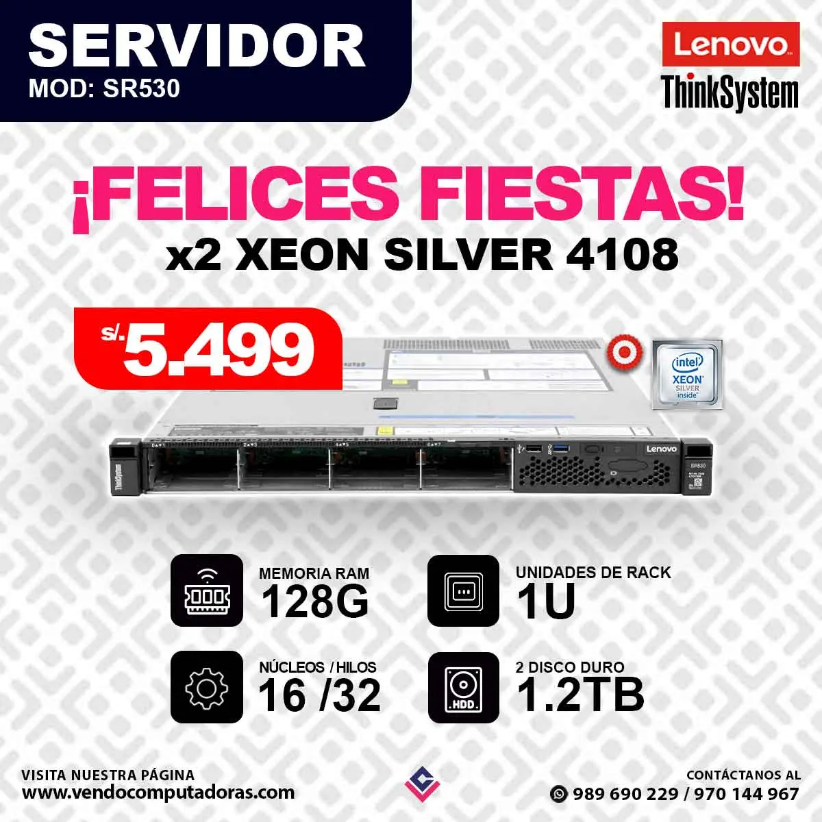 Computadora Lenovo Thinksystem X2 XEON SILVER 4108