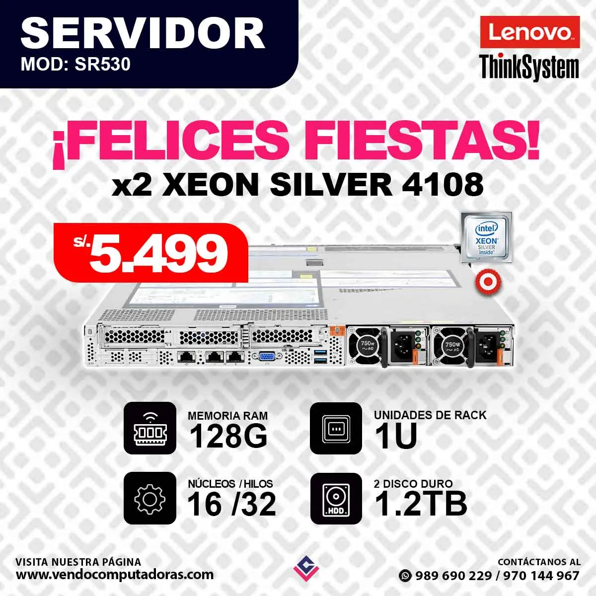 Computadora Lenovo Thinksystem X2 XEON SILVER 4108