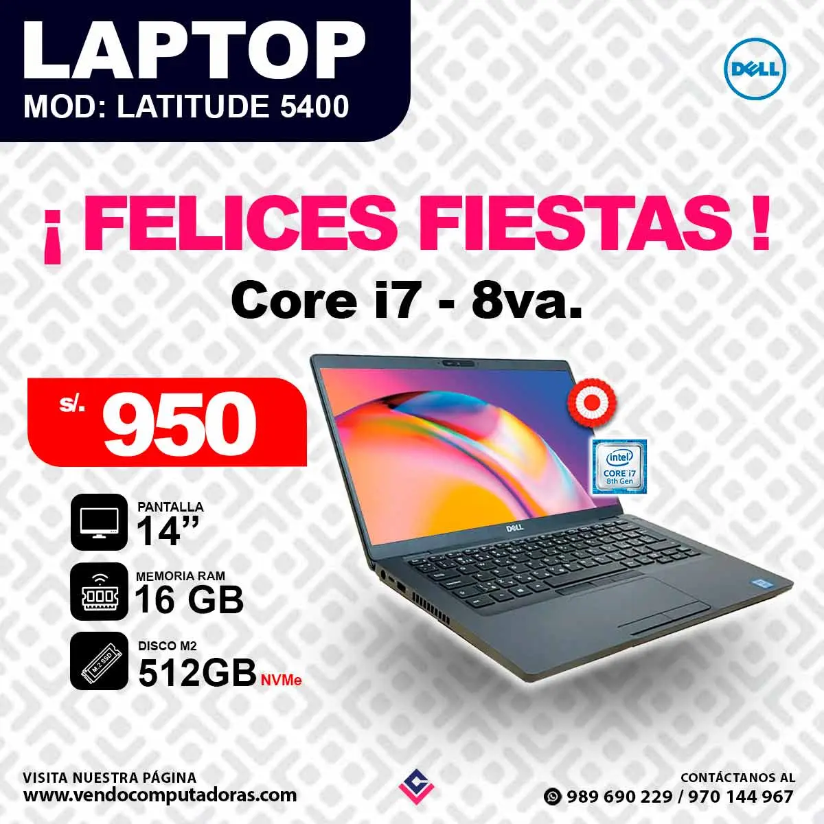 Laptop DELL Intel core i7 - 8va.