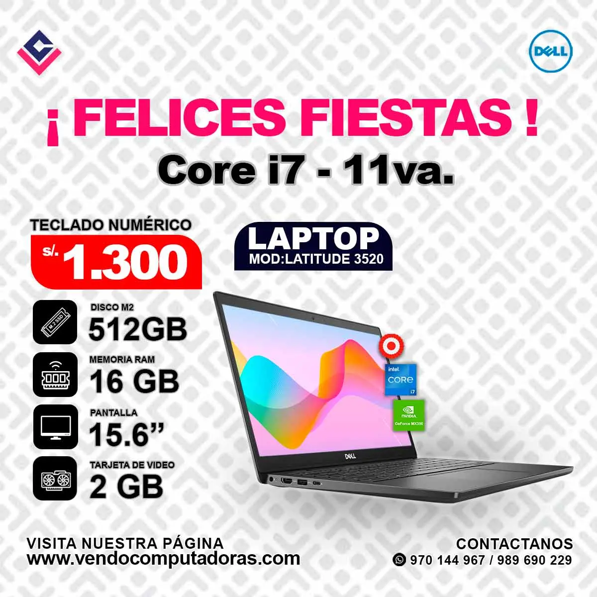 Laptop DELL Intel Core i7 - 11va.