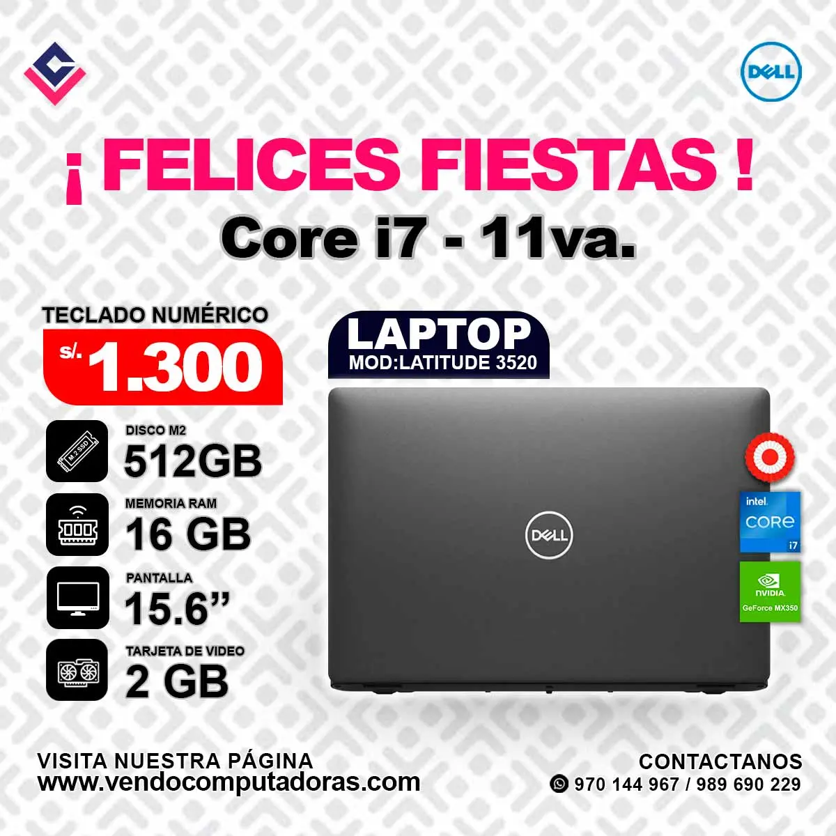 Laptop DELL Intel Core i7 - 11va.