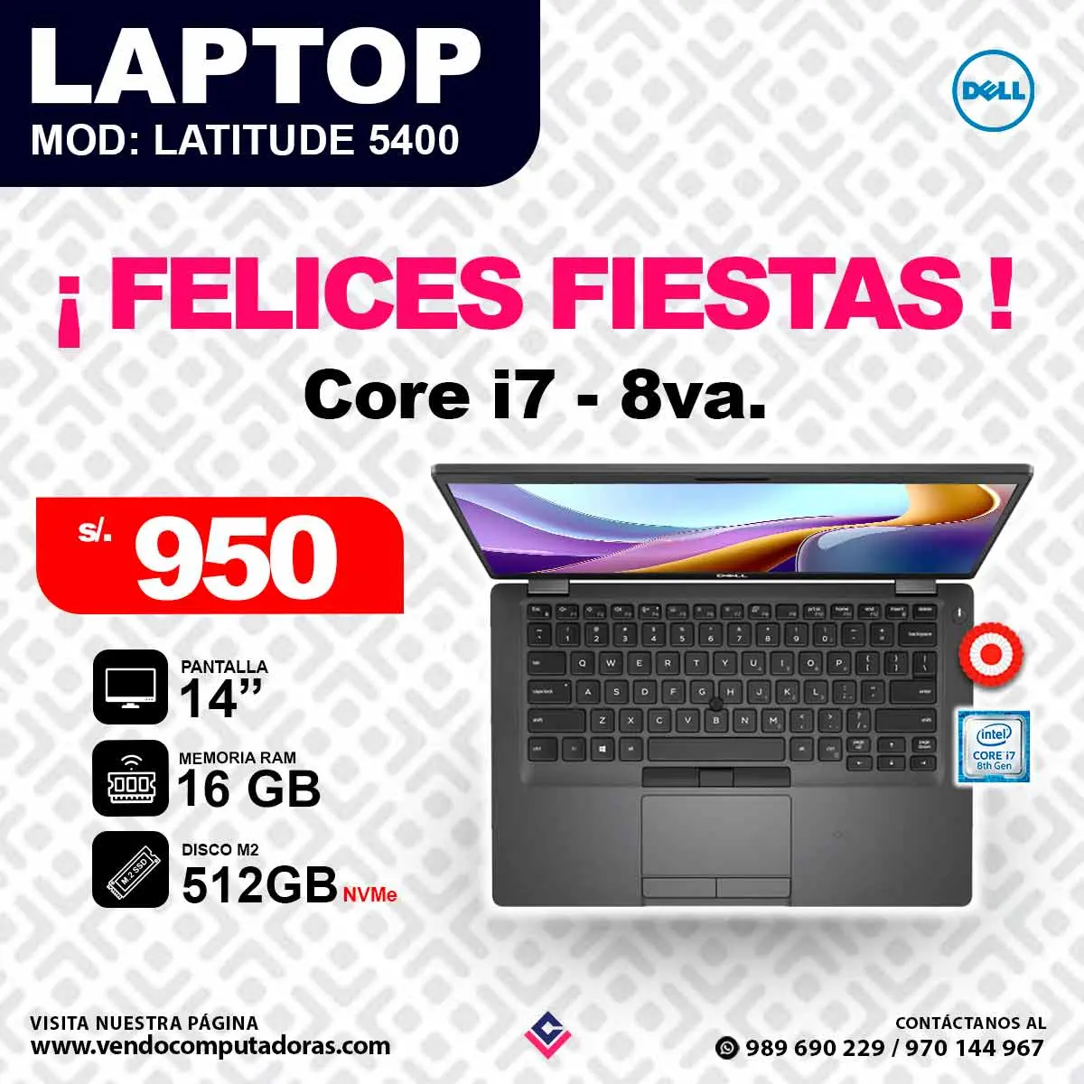 Laptop DELL Intel Core i7- 8va.