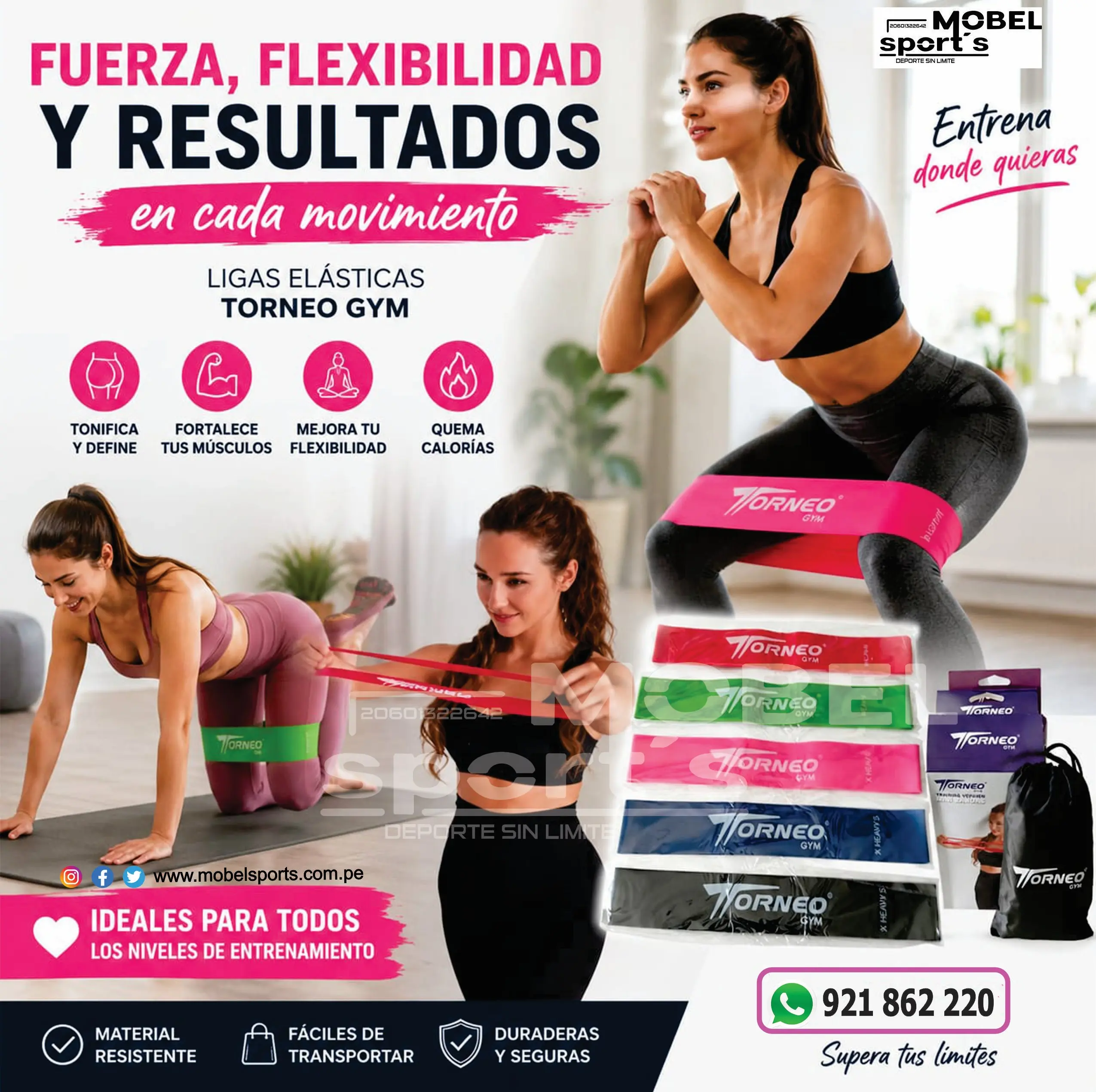 bandas elasticas de tela para gluteos y piernas 
