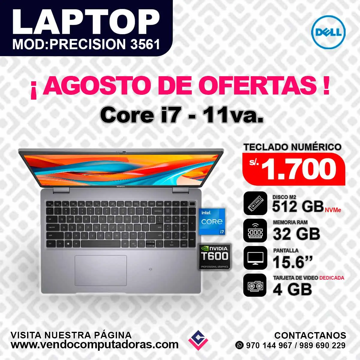 Laptop DELL Intel core i7 - 11va.