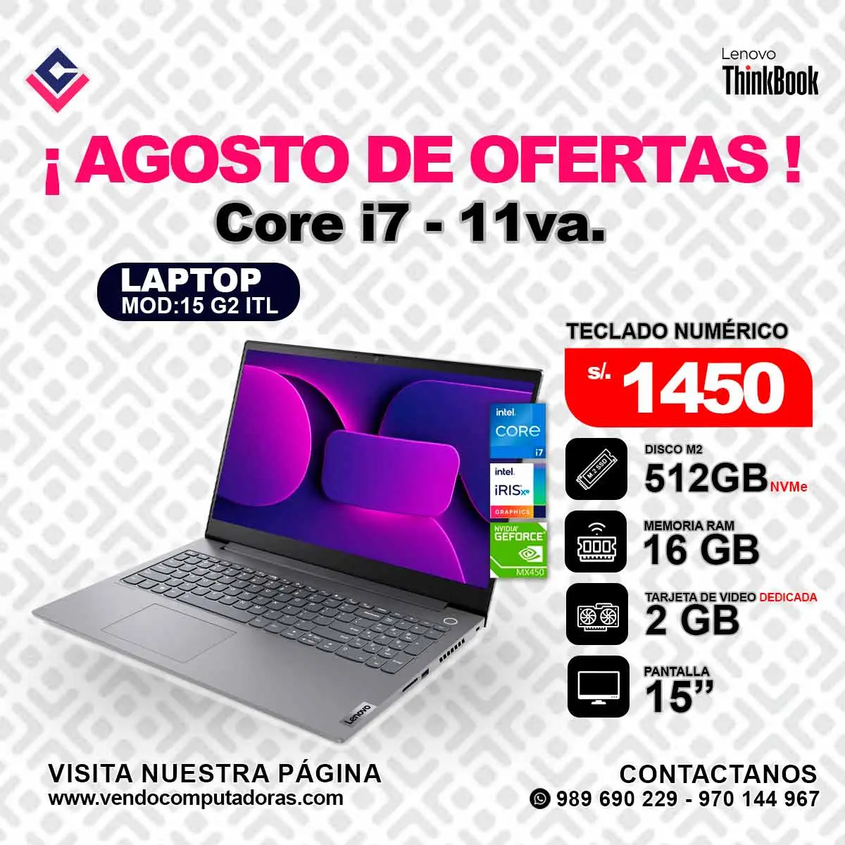 Laptop Lenovo Thinkbook 15 G2 ITL - Intel Core i7 - 11va