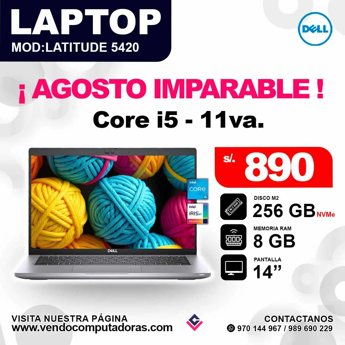 Laptop DELL core i5 - 11va. Latitude 5420