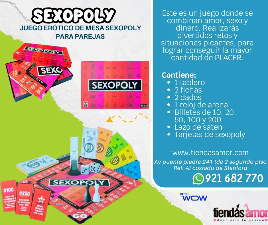 Juego Erótico de Mesa Sexopoly para Parejas desarrollo pene