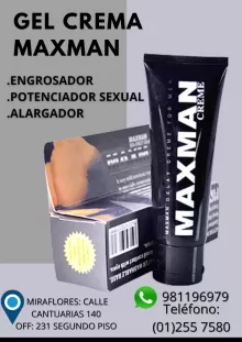 GEL MAXMAN-ERECCTOR -RETARDA-ENGROSADOR-NATURAL-SEXSHOP LIMA 971890151 