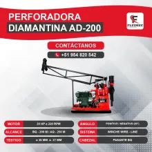 PERFORADORA DIAMANTINA AD 200 PARA PERFORACION DE ROCAS