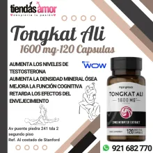 Tongkat Ali 1600 mg-120 Capsulas Aumenta los niveles de testosterona