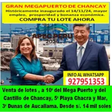 VENTA DE LOTES CERCA AL MEGAPUERTO DE CHANCAY