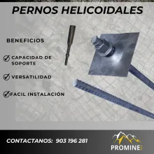 PERNOS HELICOIDALES ANCLAJE RESISTENTE PARA MINERÍA