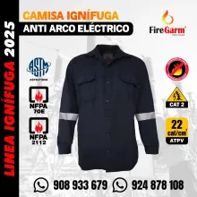 CAMISA IGNÍFUGA ANTIFLAMA ARCFLASH DE 22 CALORIAS 