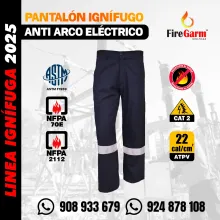 PANTALÓN IGNÍFUGO ANTIFLAMA ARCFLASH DE 22 CALORIAS 