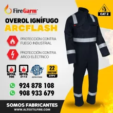 OVEROL IGNÍFUGO ANTIFLAMA ARCFLASH DE 22 CALORIAS 