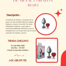 Consolador plug metal corazon rojo