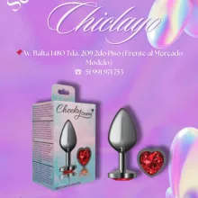 Consolador plug metal corazon rojo