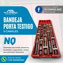 Bandejas porta testigo NQ 5 canales para núcleos compactos