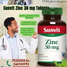 Sunvit Zinc 30 mg Tableta es un suplemento que se utiliza pa