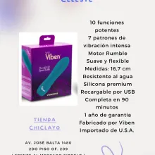 VIBRADOR VIBEN BALA INTENSA 10 FUNCIONES CELESTE