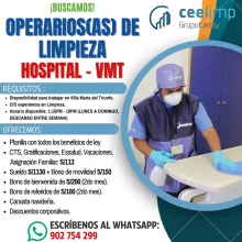 OPERARIOS AS DE LIMPIEZA PLANILLA COMPLETA BONOS 