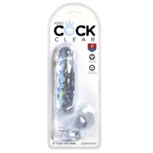 B-CONSOLADOR KING COCK CLEAR 6 CON TESTICULOS