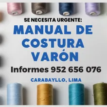 SE NECESITA MANUALES DE COSTURA VARÓN PARA TALLER TEXTIL