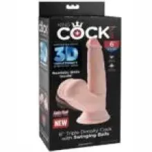 A-CONSOLADOR KING COCK PLUS TRIPLE 6 CON TESTICULO