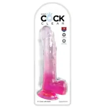 Consolador King Cock Clear Rosa 9 Con Testiculo