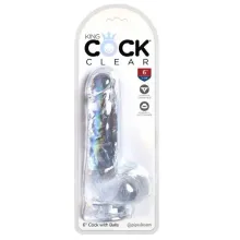 B-CONSOLADOR KING COCK CLEAR 6 CON TESTICULOS