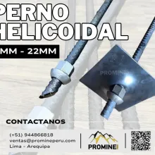 Perno Helicoidal con Placa y Tuerca - 19mm