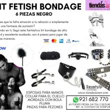Juego Bondage 6 piezas - negro juguetes lubricantes retardan