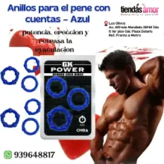 Anillos para el pene con cuentas Azul